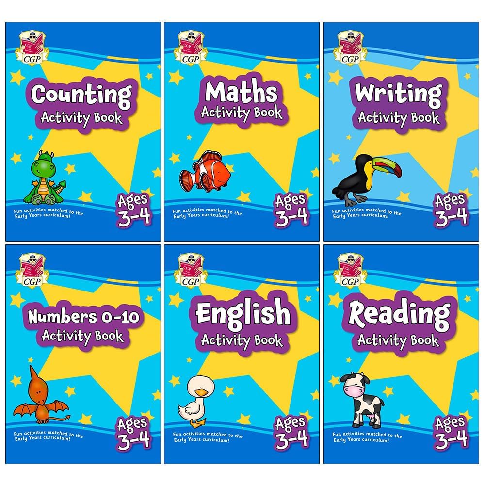 CGP Preschool Activity Books 6 Book Collection Set for Ages 3-4, front cover of the paperback set box