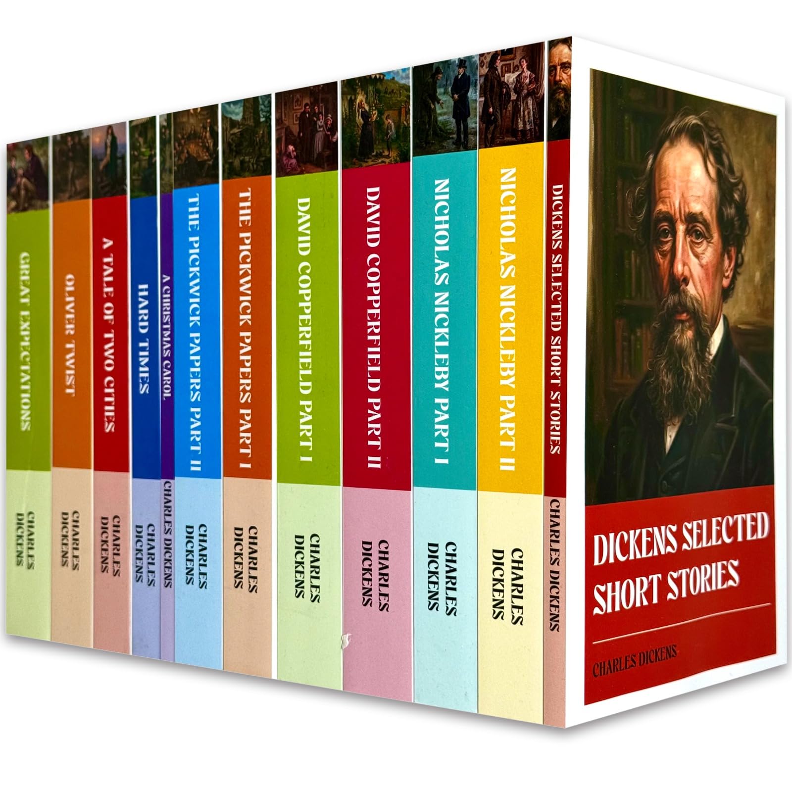 Charles Dickens Collection 12 Books Set paperback front cover showing full box set