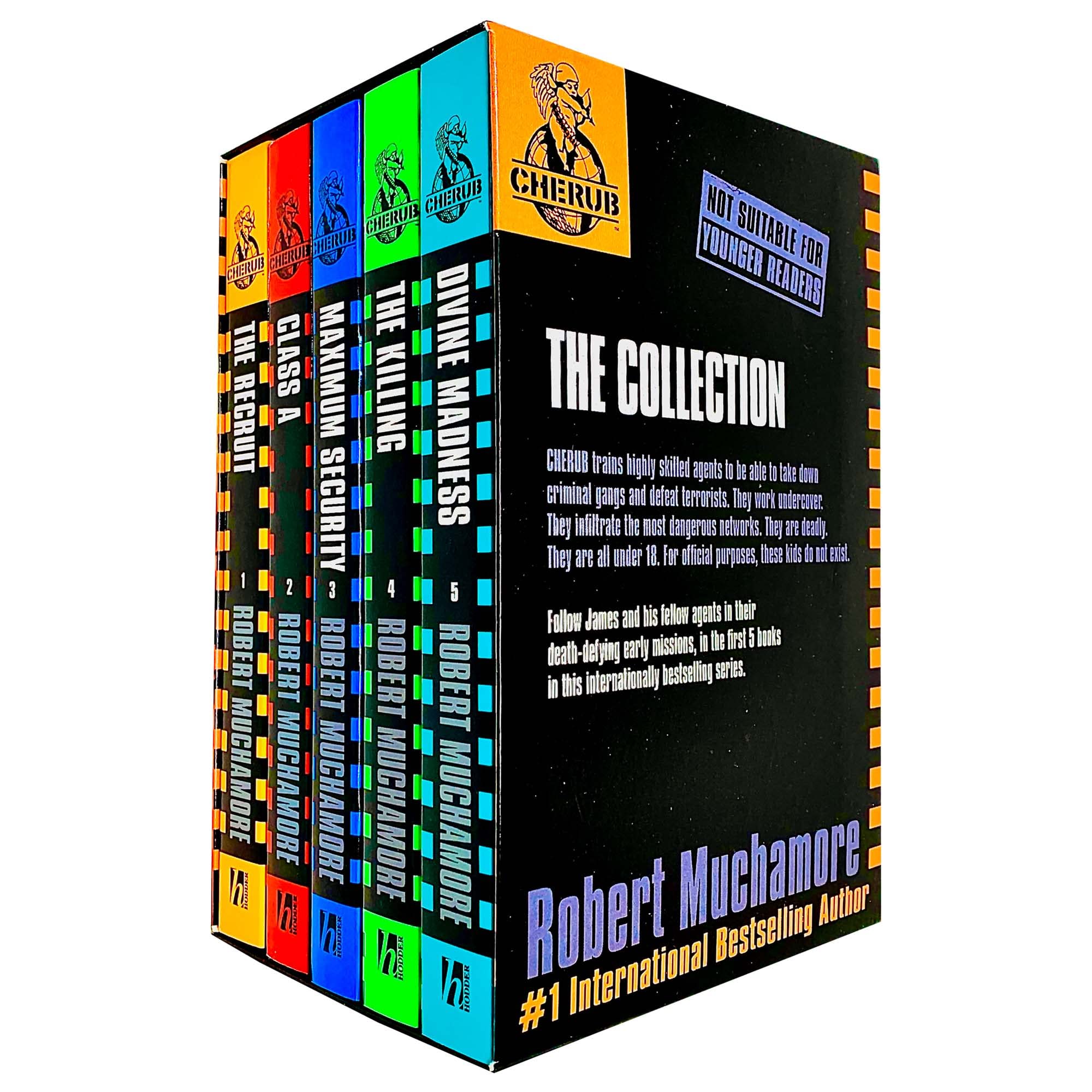 Maximum Security and The Killing paperback covers from the CHERUB Series 1 collection by Robert Muchamore.
