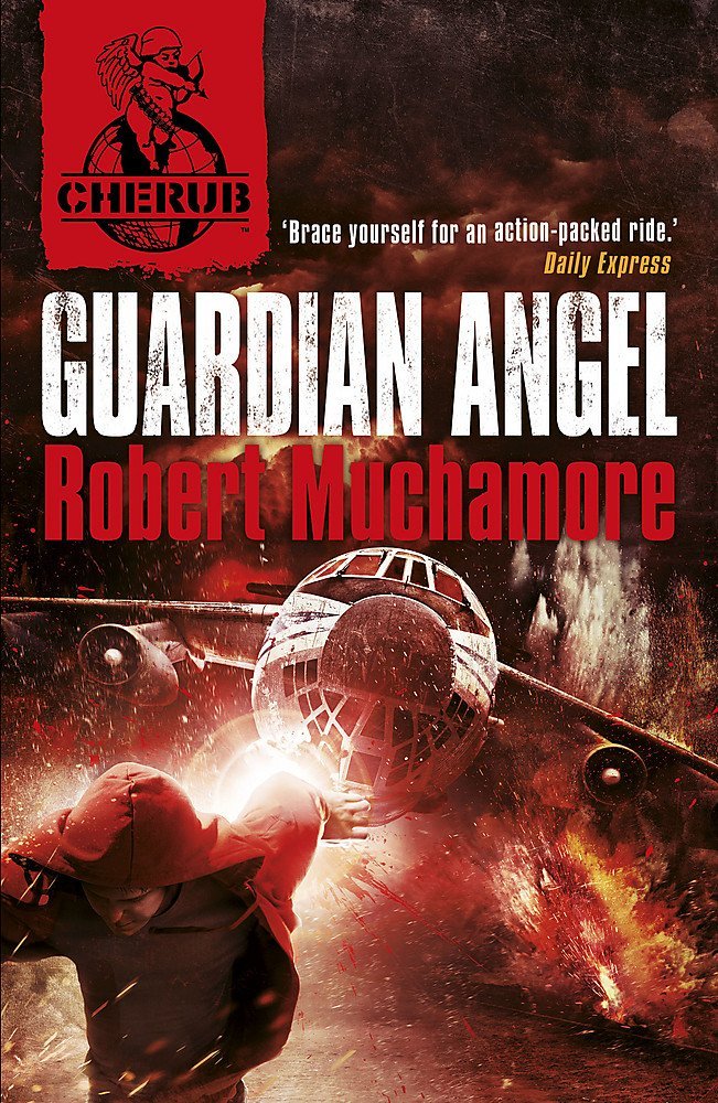 Close-up of the Cherub Series paperback books by Robert Muchamore highlighting cover design details.