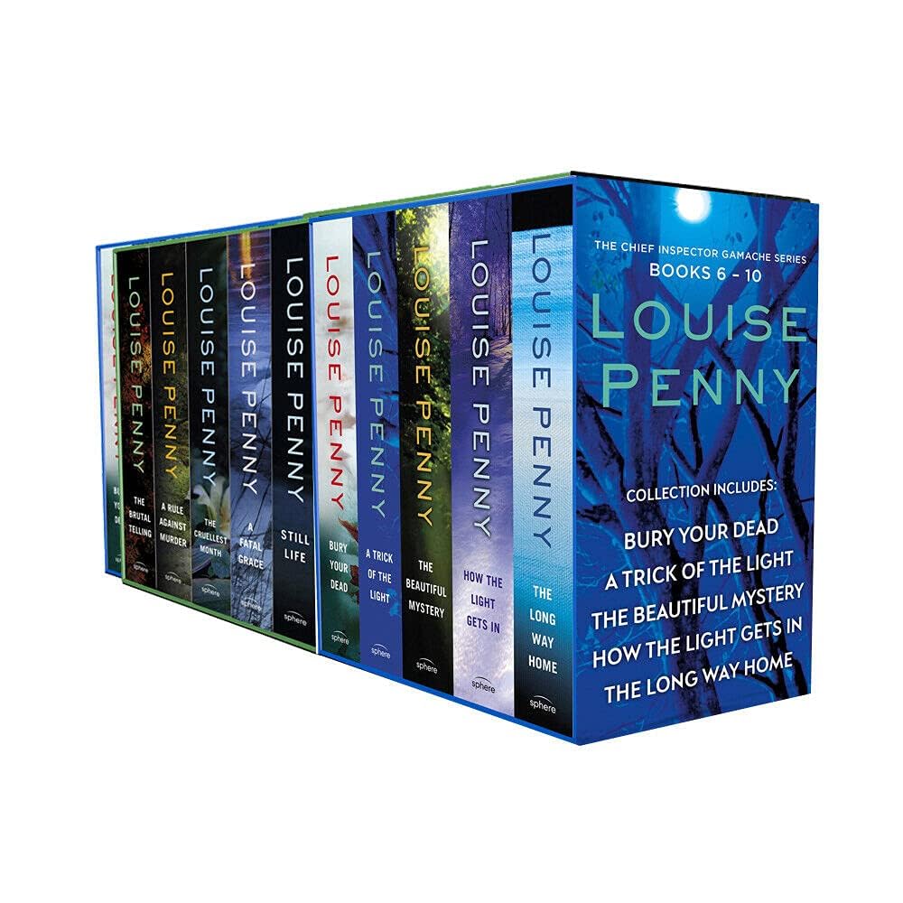 Back of the Chief Inspector Gamache Series 10-book paperback box set by Louise Penny showing set details