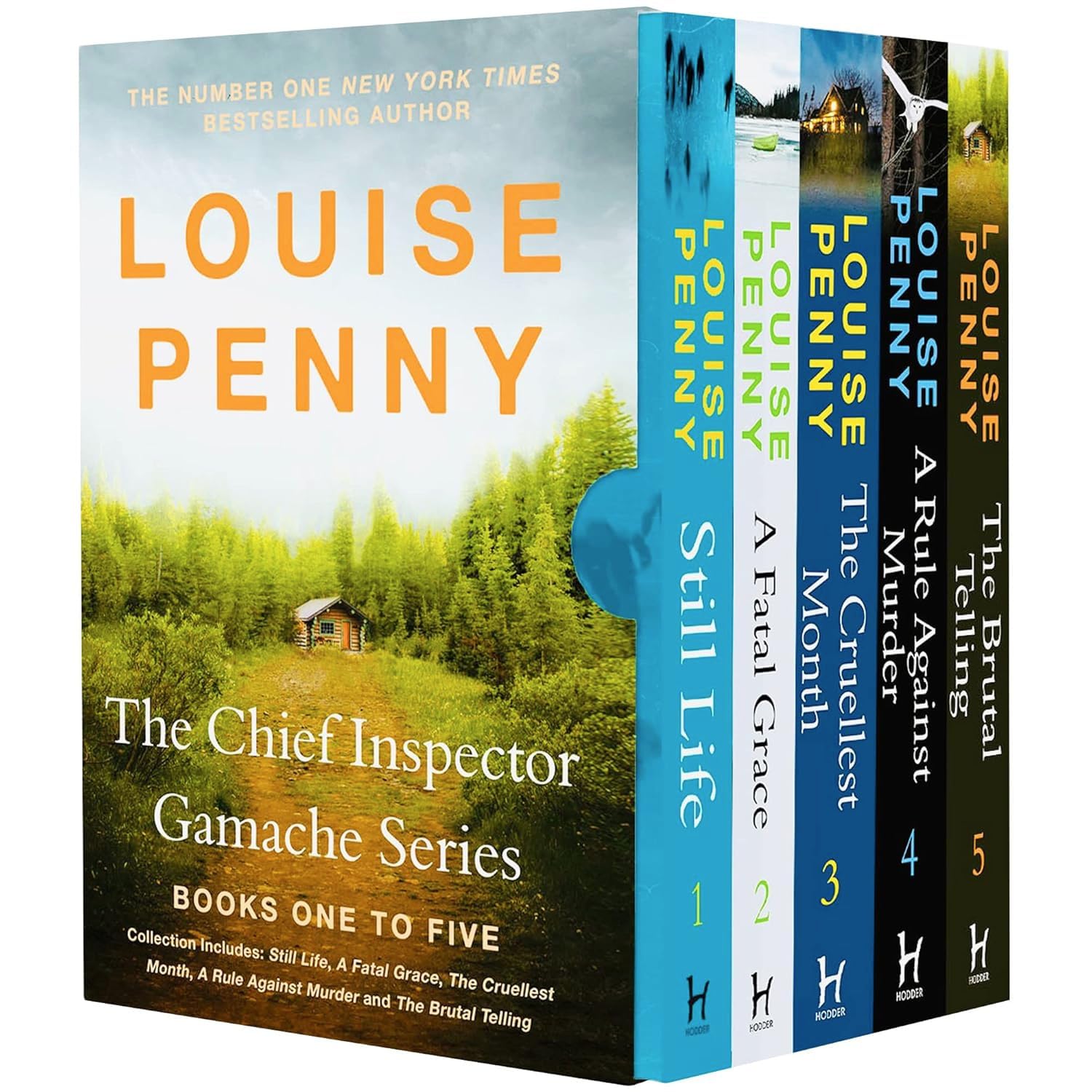 Full stack of the Chief Inspector Gamache 5-book paperback collection by Louise Penny including The Brutal Telling