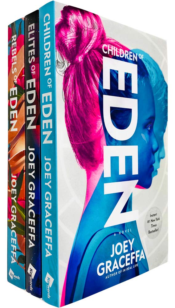 Children of Eden 3-book paperback collection set by Joey Graceffa - front covers of Children of Eden, Elites of Eden, and Rebels of Eden