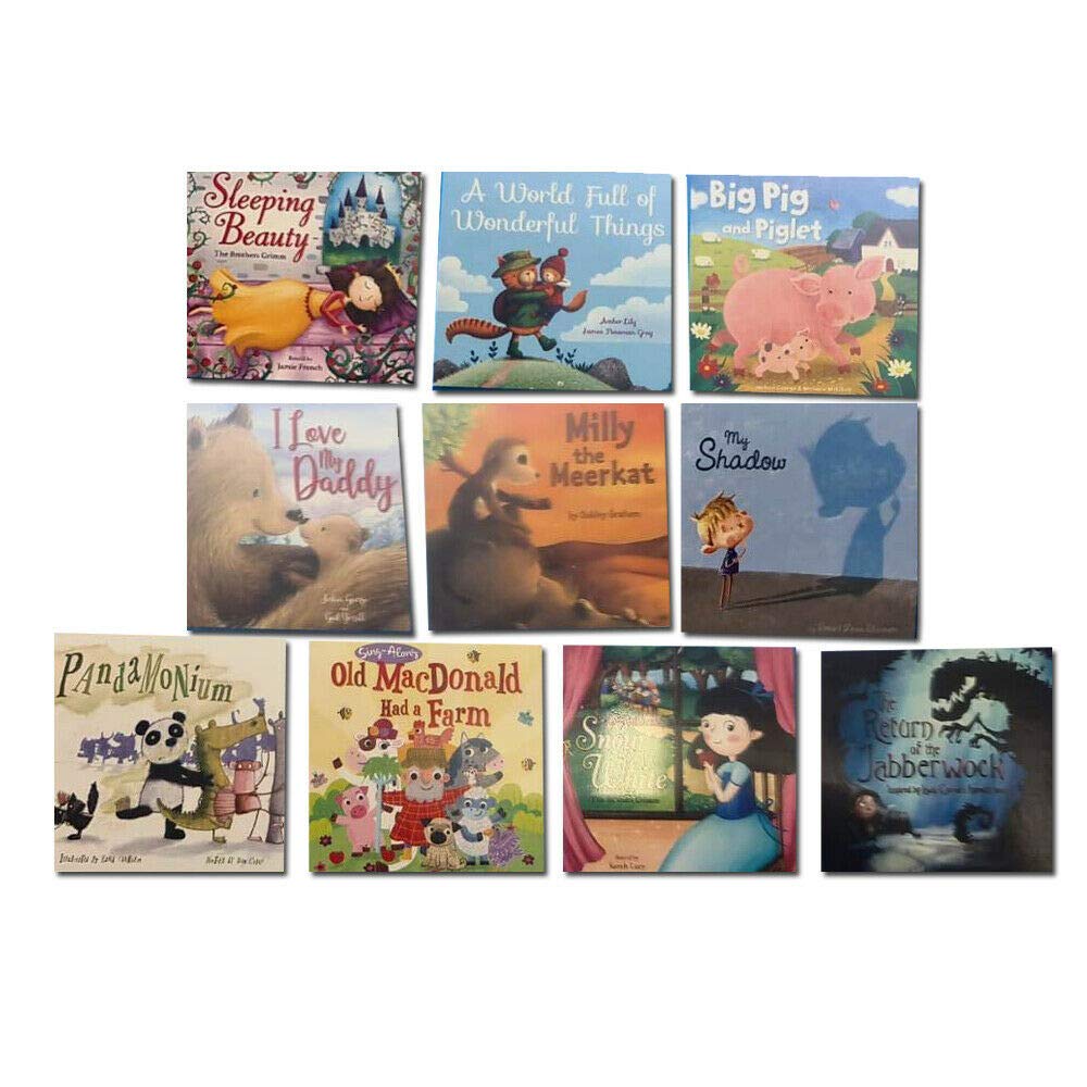Full set of all 10 paperback picture storybooks fanned out, including Milly the Meerkat, My Shadow and Sing-Along Old MacDonald Had a Farm for ages 3-7