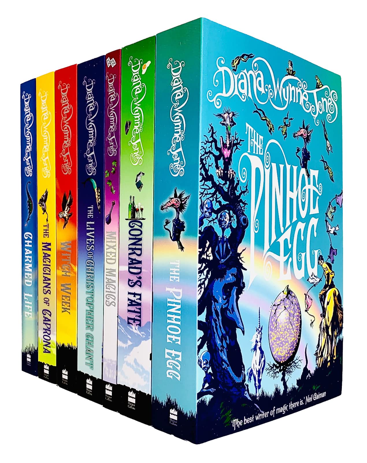 Close-up of the Chrestomanci Series 7 Books Collection Set paperback box packaging