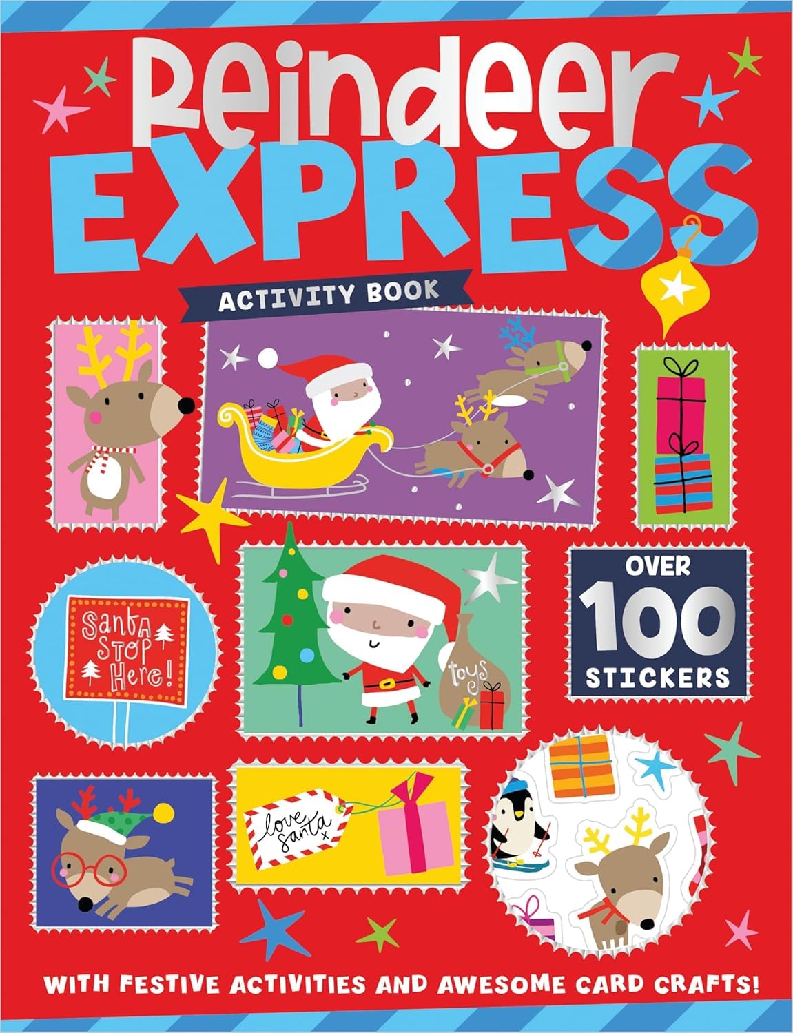Press-out festive card craft page from the Christmas Activity Book Collection paperback set