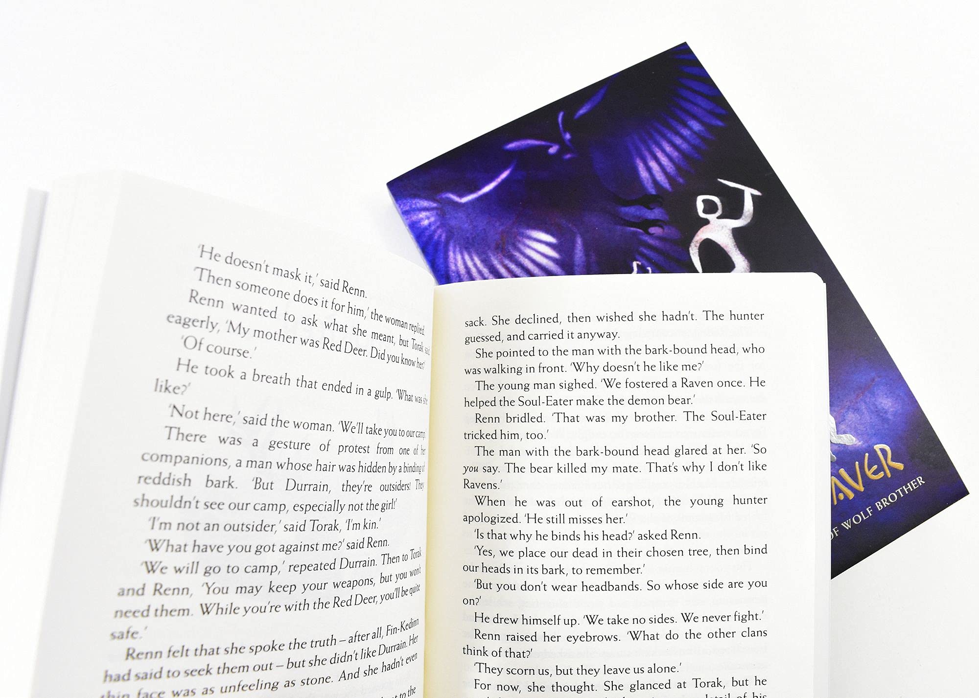 Close-up of an inside page spread from the Chronicles of Ancient Darkness paperback set by Michelle Paver