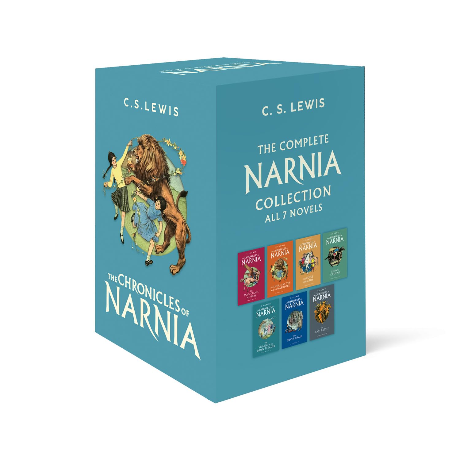 The Chronicles of Narnia 7 Books Collection Box Set by C.S. Lewis, paperback front cover showing all seven Narnia titles