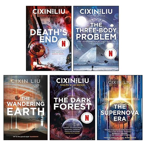 Cixin Liu 5 Books Collection Set paperback front cover featuring The Three-Body Problem, The Dark Forest, Death's End, The Wandering Earth, and The Supernova Era