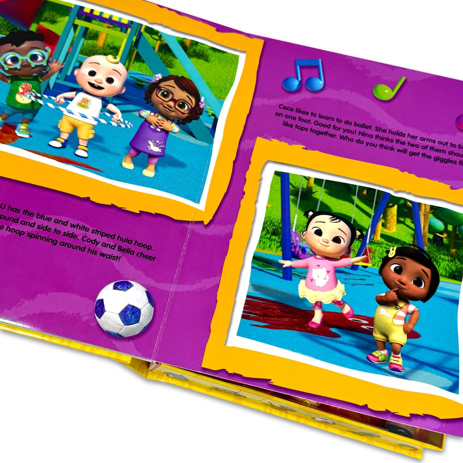 Cocomelon My Busy Books closed, showing how the figurines and playmat store inside the book