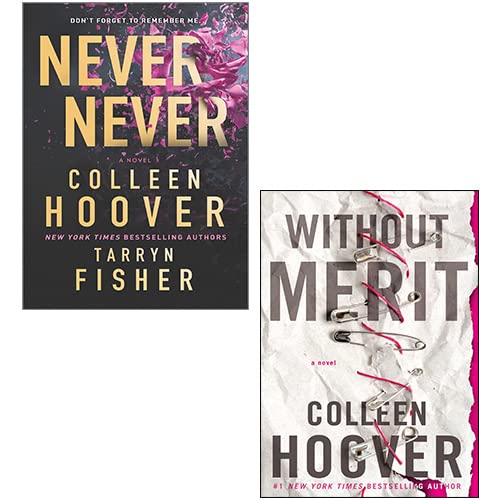 Colleen Hoover 2 Books Collection Set paperback front cover, featuring Without Merit and Never Never