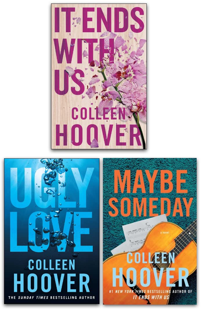Stack of the Colleen Hoover paperback collection set displaying the book edges and matching cover design