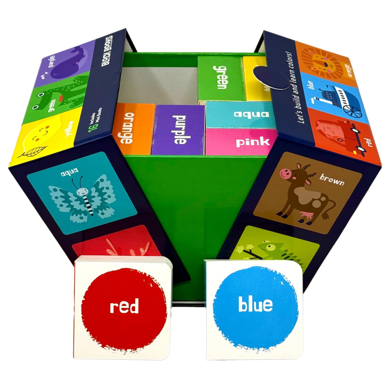 All 16 Color Fun mini board books fanned out, displaying the bold color-themed covers in the Lake Press collection