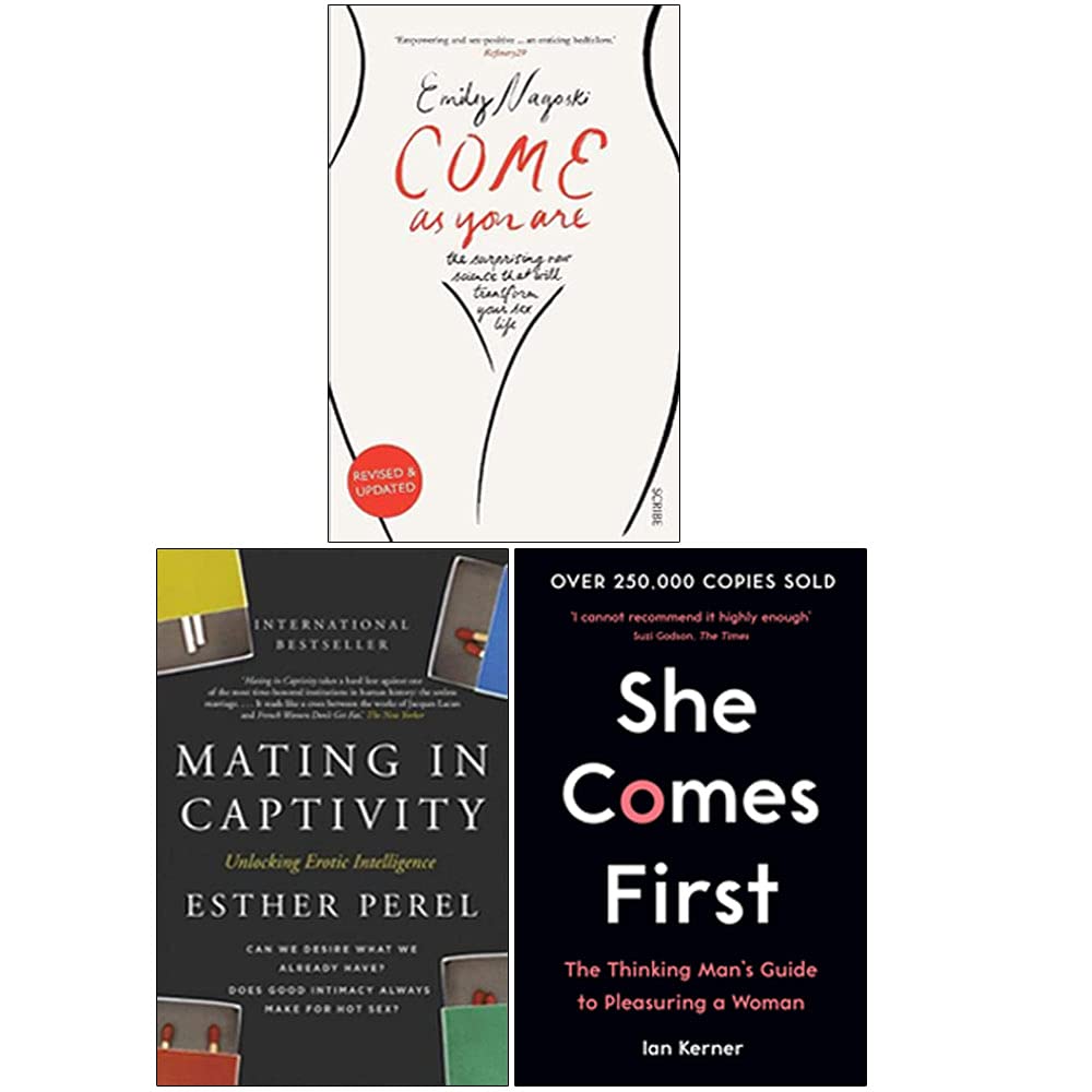 Come as You Are, Mating in Captivity, and She Comes First 3 book paperback set with covers stacked together