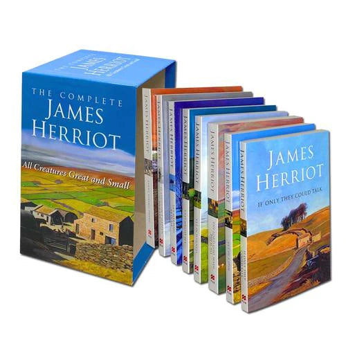 Front cover close-up of The Complete James Herriot paperback box set showing the veterinary memoir artwork