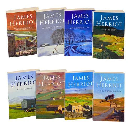 Stacked view of The Complete James Herriot paperback box set highlighting book thickness and packaging