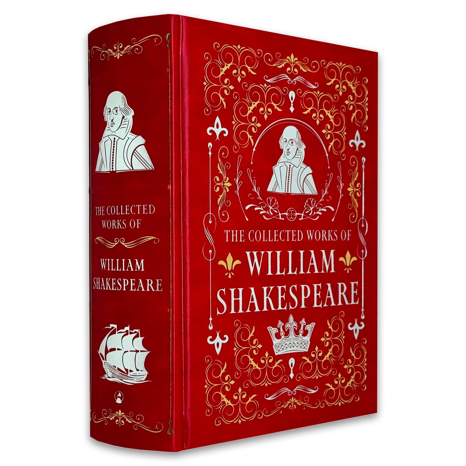 Back cover of the Complete Works of William Shakespeare deluxe leather-bound hardback edition