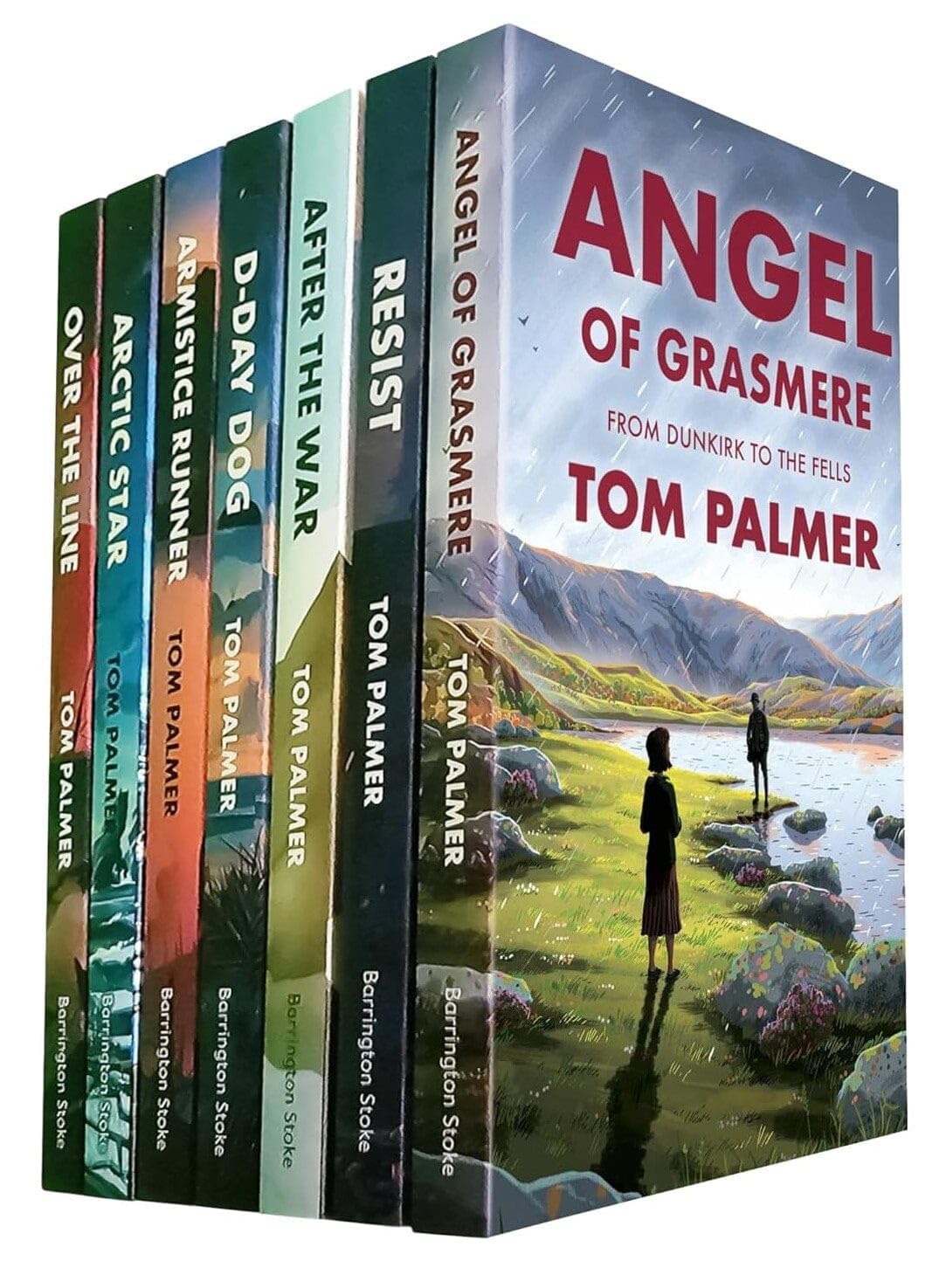 Conkers Series by Tom Palmer 7 book paperback collection set front covers, Armistice Runner and D-Day Dog visible, ages 9-13