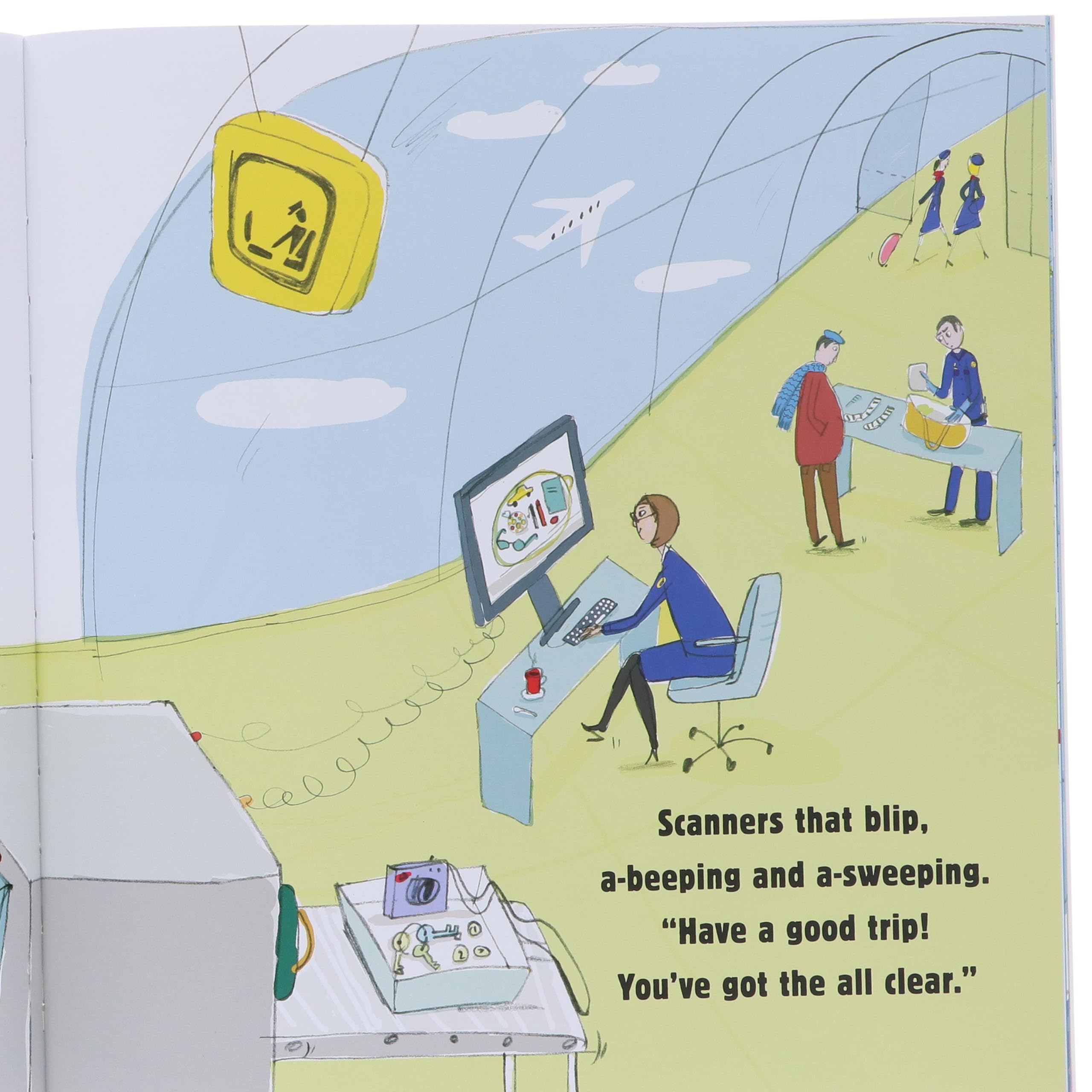 Inside page spread from a Construction Crew picture book by Sally Sutton showing colorful truck illustrations