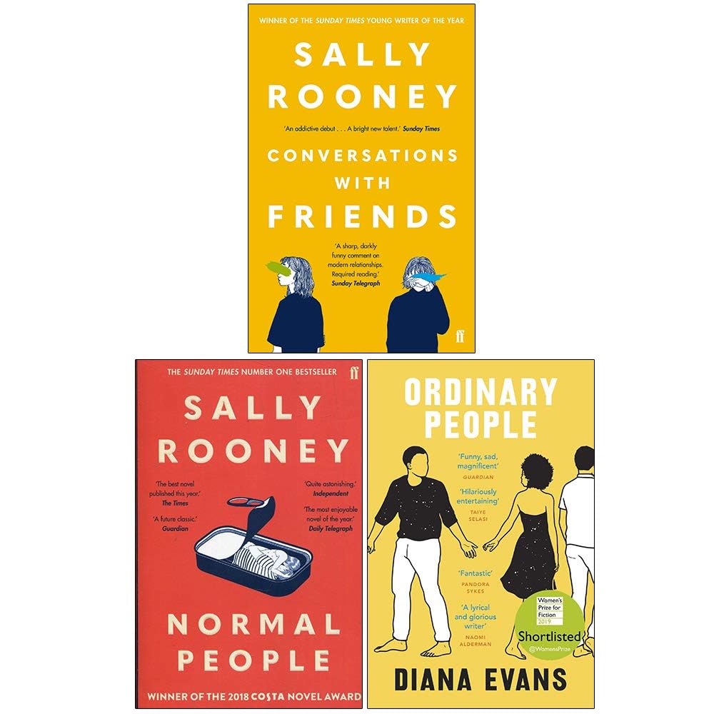 Contemporary Relationships and Modern Love 3-book paperback set front covers, Conversations with Friends, Normal People, and Ordinary People