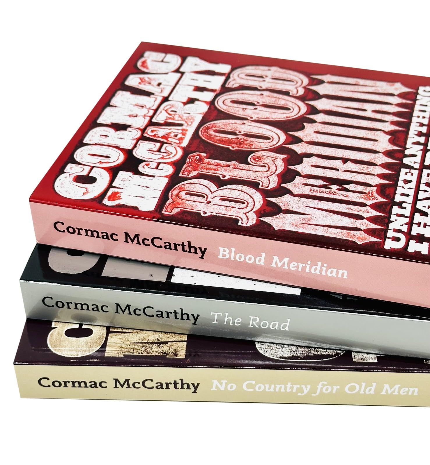Back cover synopses of the Cormac McCarthy 3 Books Collection Set paperback novels.