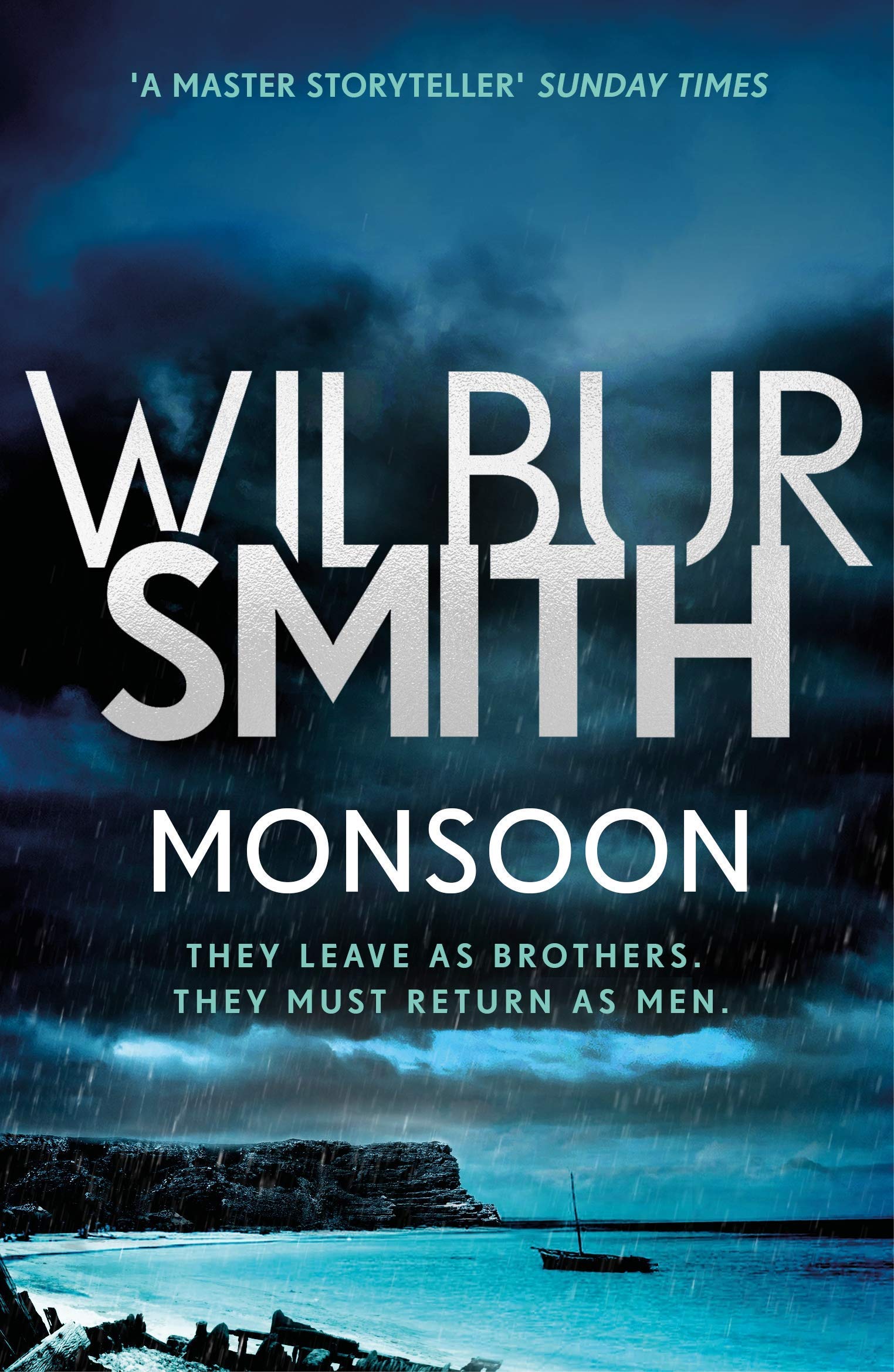 The Courtney Series 5-book paperback set by Wilbur Smith stacked on a wooden surface, back covers visible.