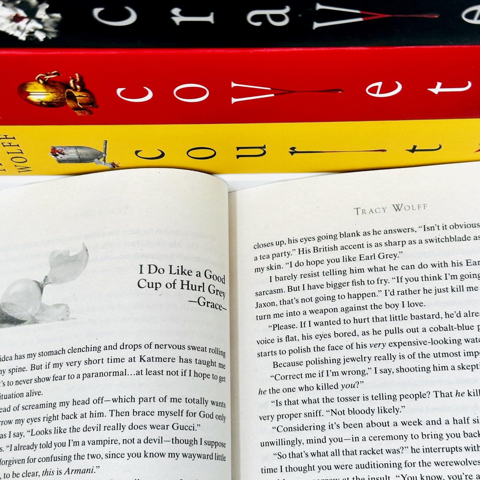Stacked view of the Crave Series 6-book paperback collection by Tracy Wolff at an angled perspective.