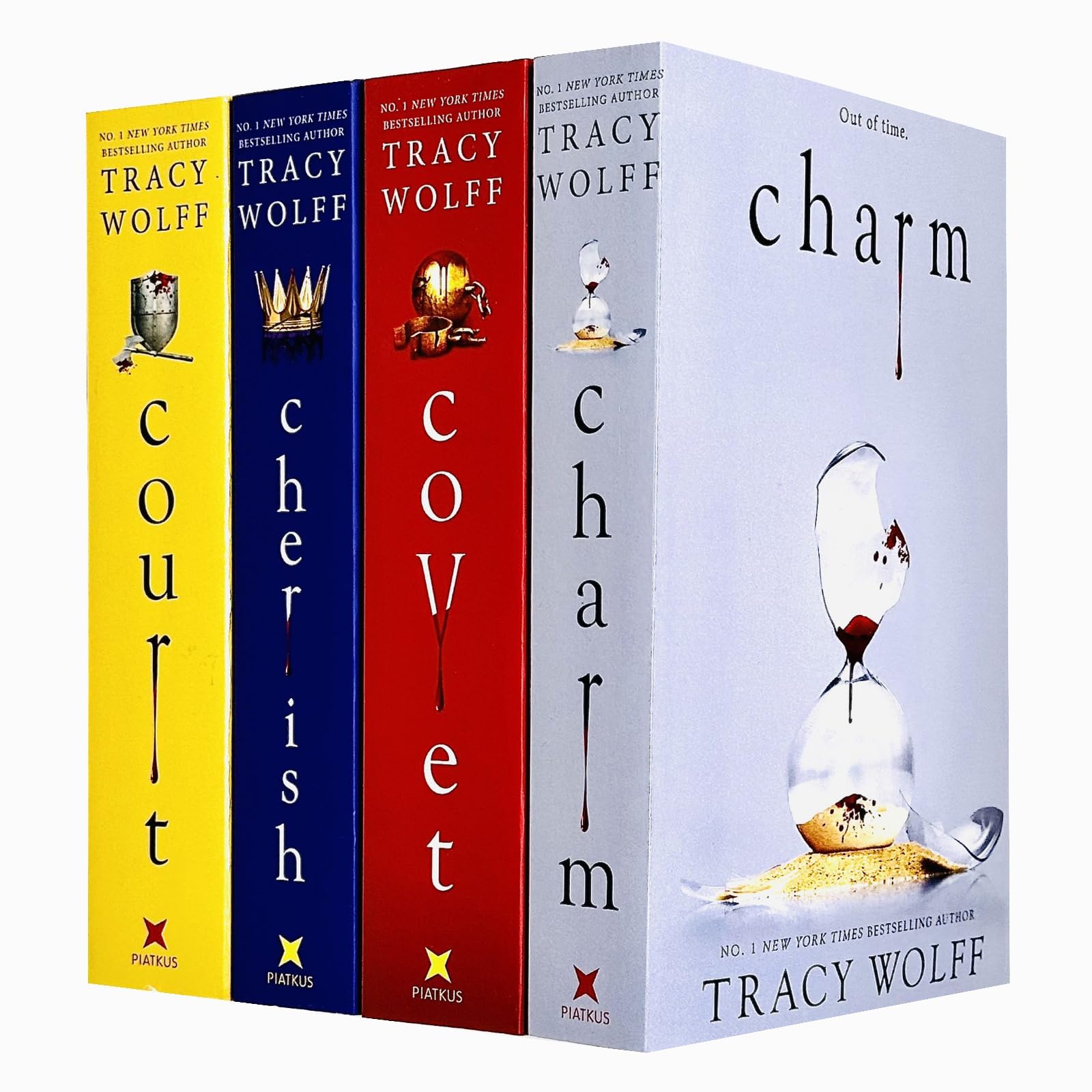 Crave Series by Tracy Wolff 4 Book Paperback Collection Set front cover featuring Covet, Court, Charm, and Cherish