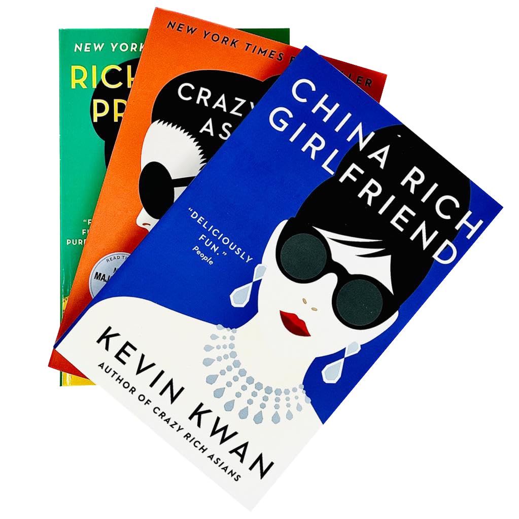 Crazy Rich Asians, China Rich Girlfriend, and Rich People Problems paperbacks fanned out