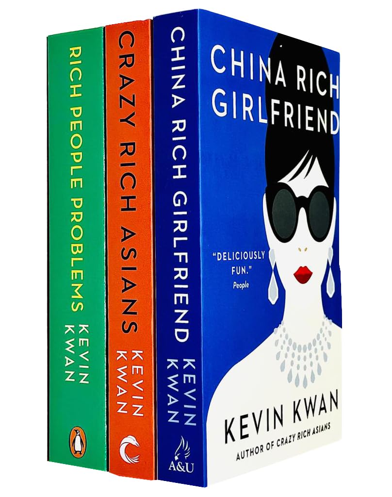 Crazy Rich Asians Trilogy by Kevin Kwan paperback boxed set, front covers of all 3 books