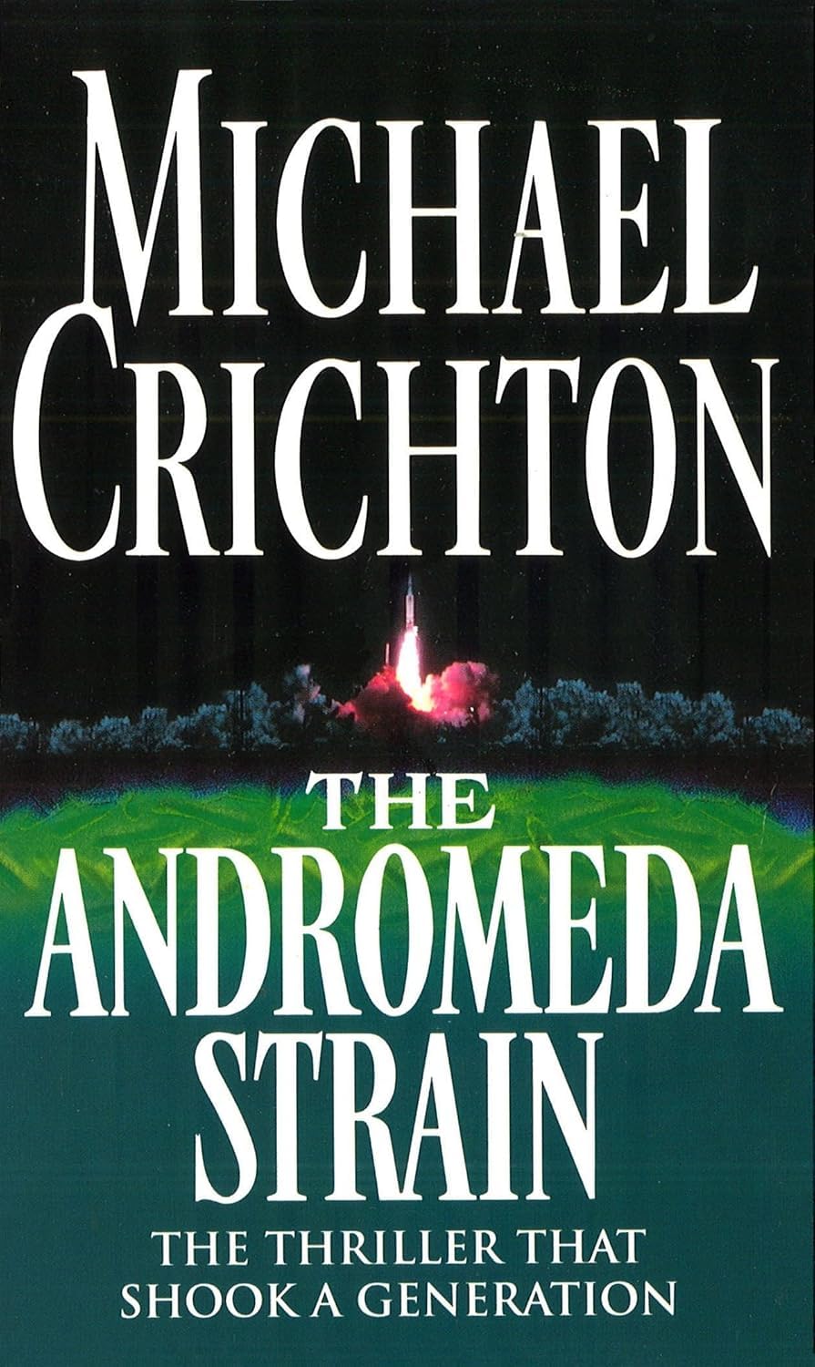 Back cover synopsis of The Andromeda Strain paperback from the Crichton & Wilson 4 Books Collection Set
