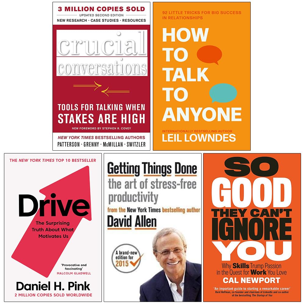 Crucial Conversations, How to Talk to Anyone, Drive and more 5-book paperback collection set front cover