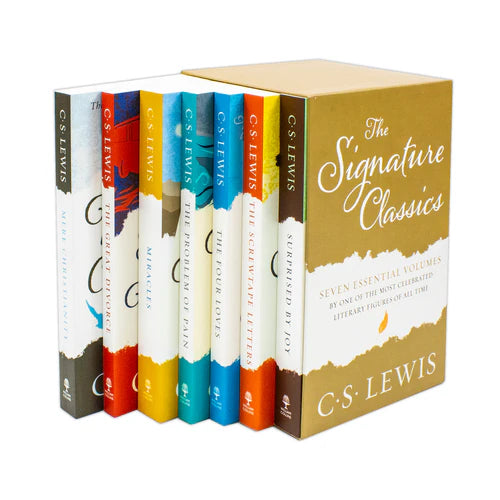 All seven C. S. Lewis Signature Classics paperbacks fanned out showing individual cover designs