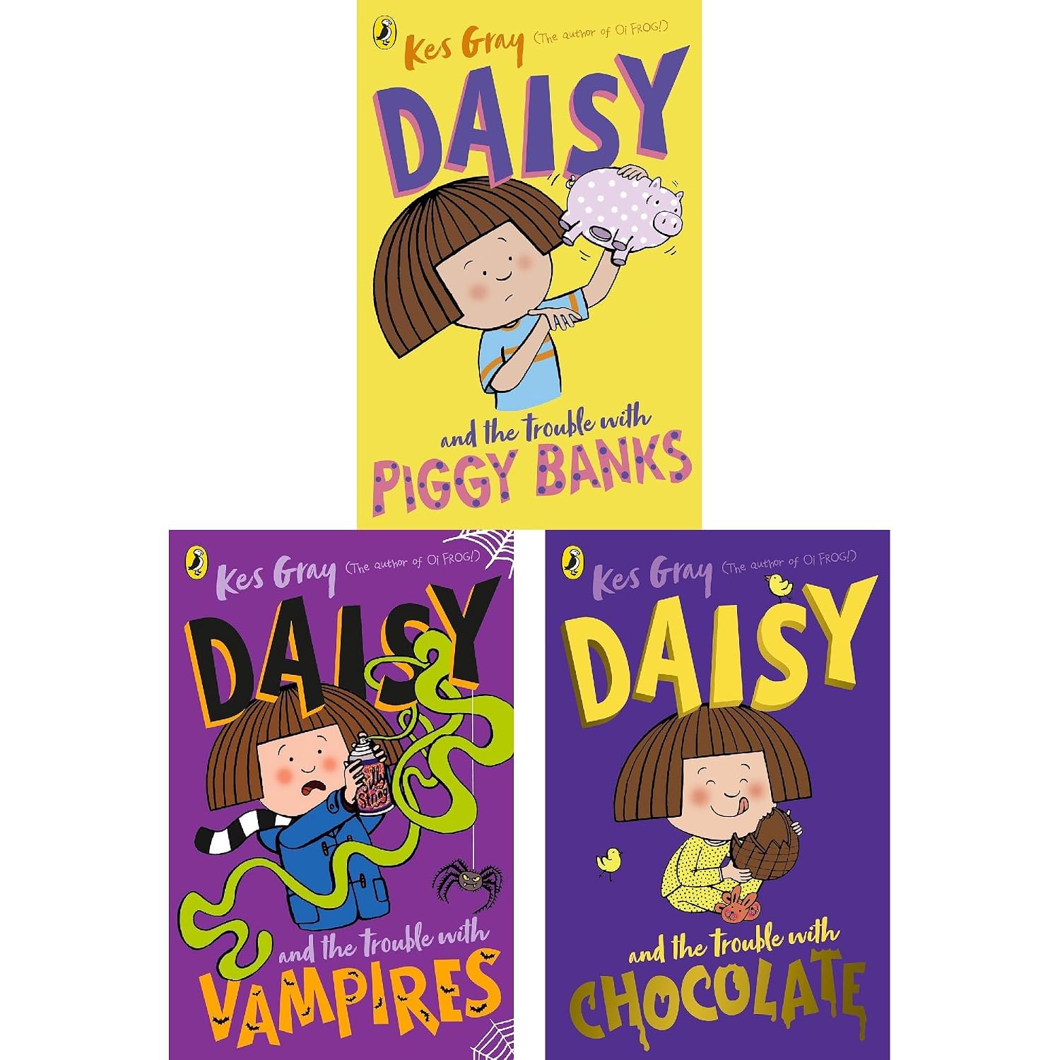 Daisy and the Trouble with Vampires and Sports Day paperback covers by Kes Gray