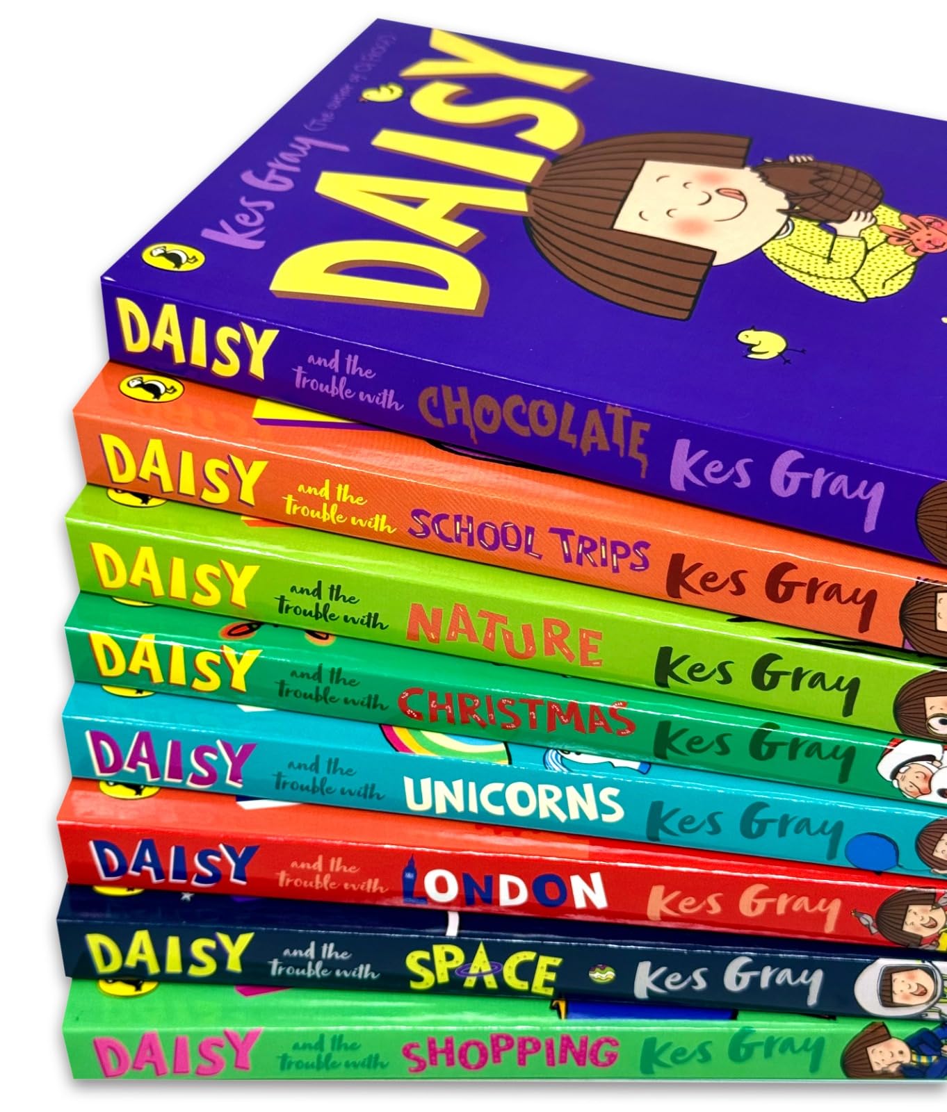 Back cover blurbs of the Daisy paperback books by Kes Gray showing story summaries for young readers