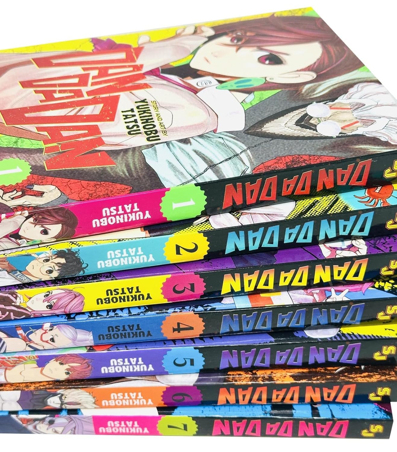 Dandadan Vol. 1-7 paperback set back cover synopsis and artwork