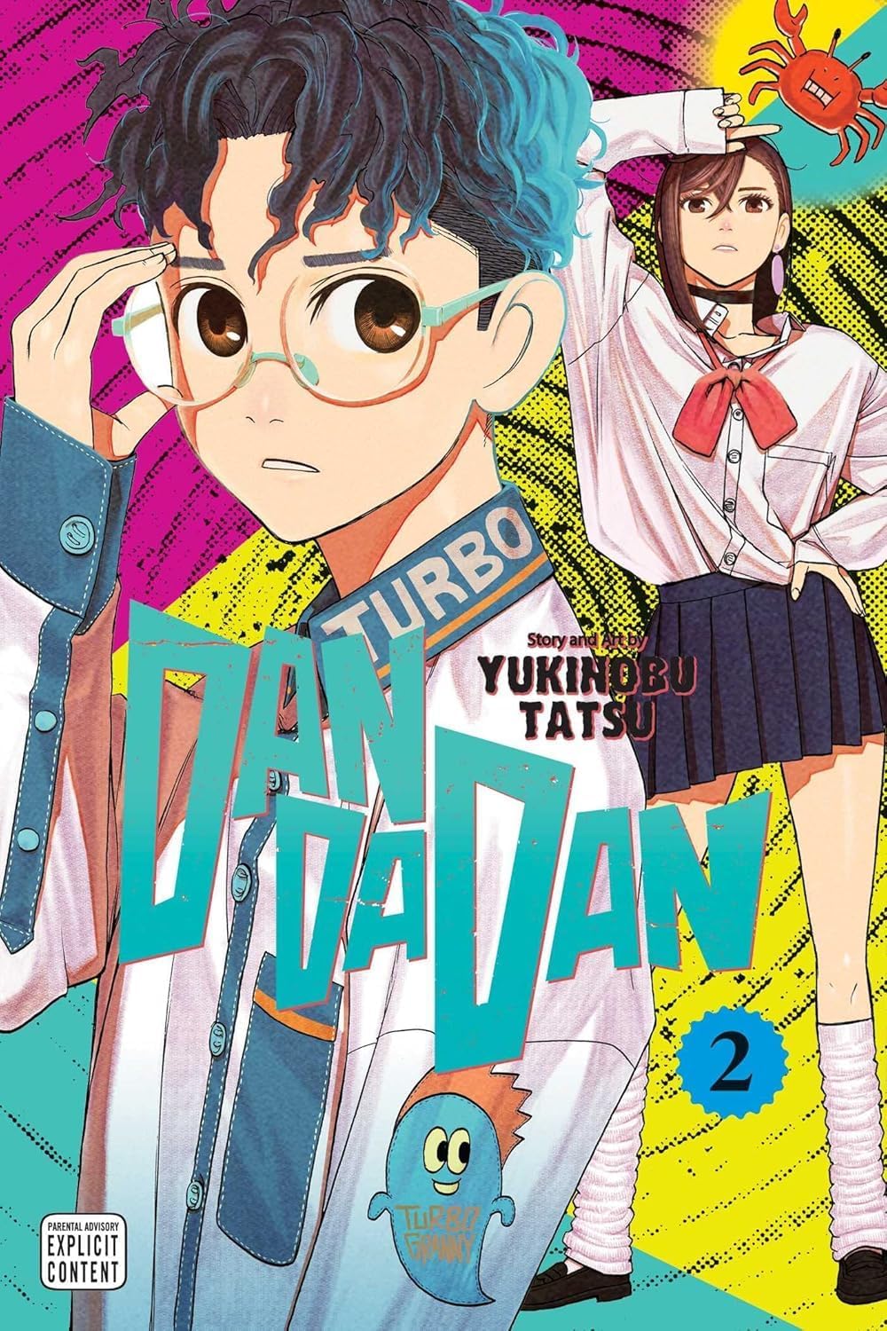 Close-up of Dandadan Vol. 1 cover art by Yukinobu Tatsu