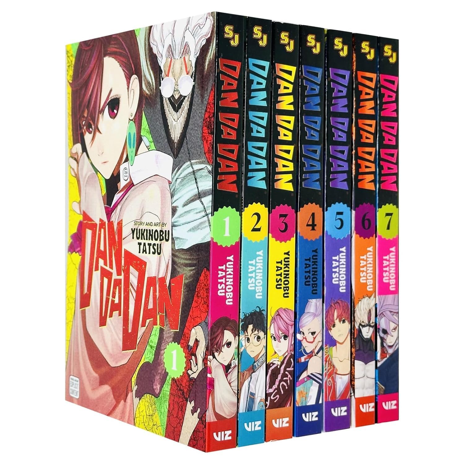 Dandadan Vol. 1-7 by Yukinobu Tatsu paperback manga set front covers