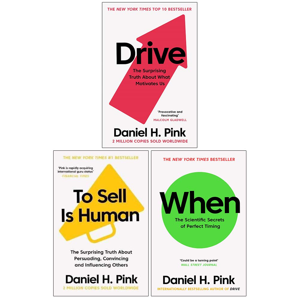 Daniel H. Pink The Surprising Truth 3 Books Collection Set - front cover of Drive, To Sell Is Human, and When paperback set