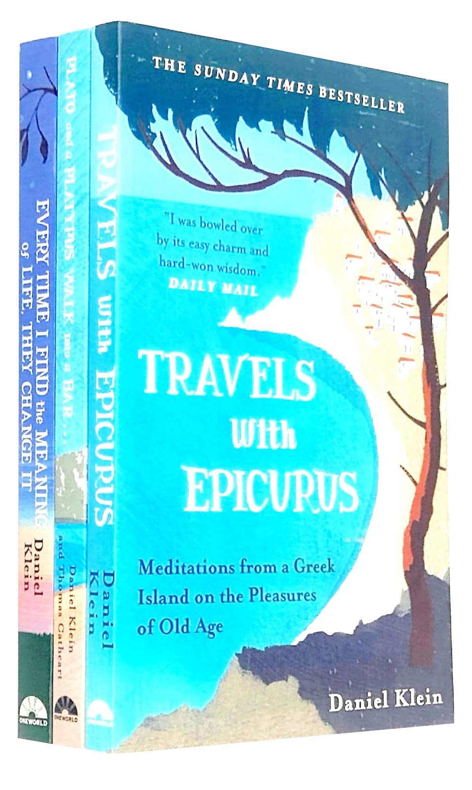Daniel Klein Collection 3 Books Set paperback front cover featuring Plato and a Platypus Walk into a Bar, Travels with Epicurus, and Every Time I Find the Meaning of Life