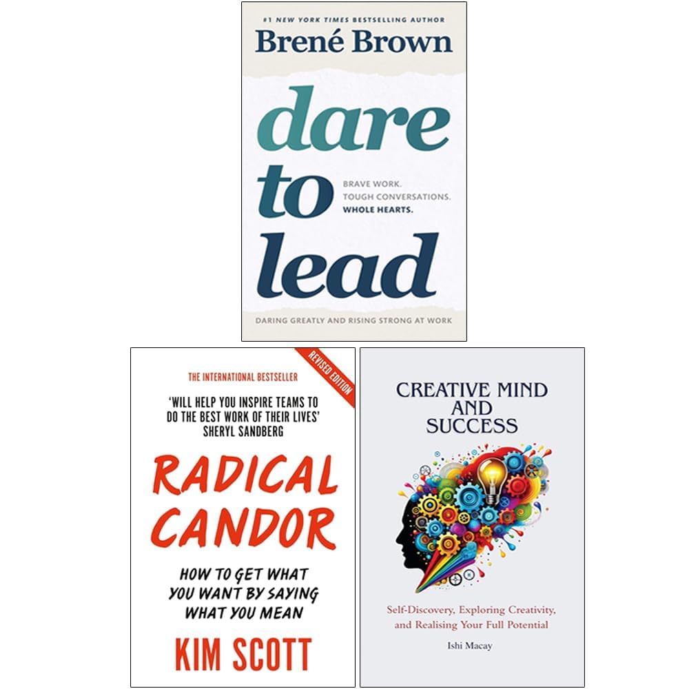 Front covers of the Dare to Lead, Radical Candor and Creative Mind And Success 3-book paperback nonfiction collection set