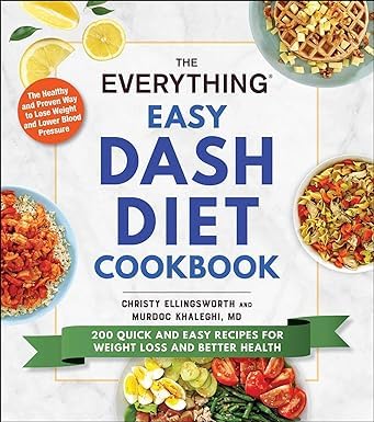 All three DASH diet paperback books fanned out, showing The DASH Diet Mediterranean Solution, The Everything Easy DASH Diet Cookbook, and The DASH Diet side by side