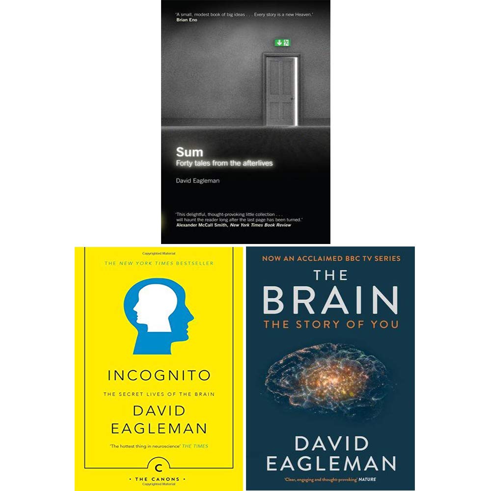 David Eagleman Collection 3 Books Set front cover showing Sum, Incognito, and The Brain paperback editions