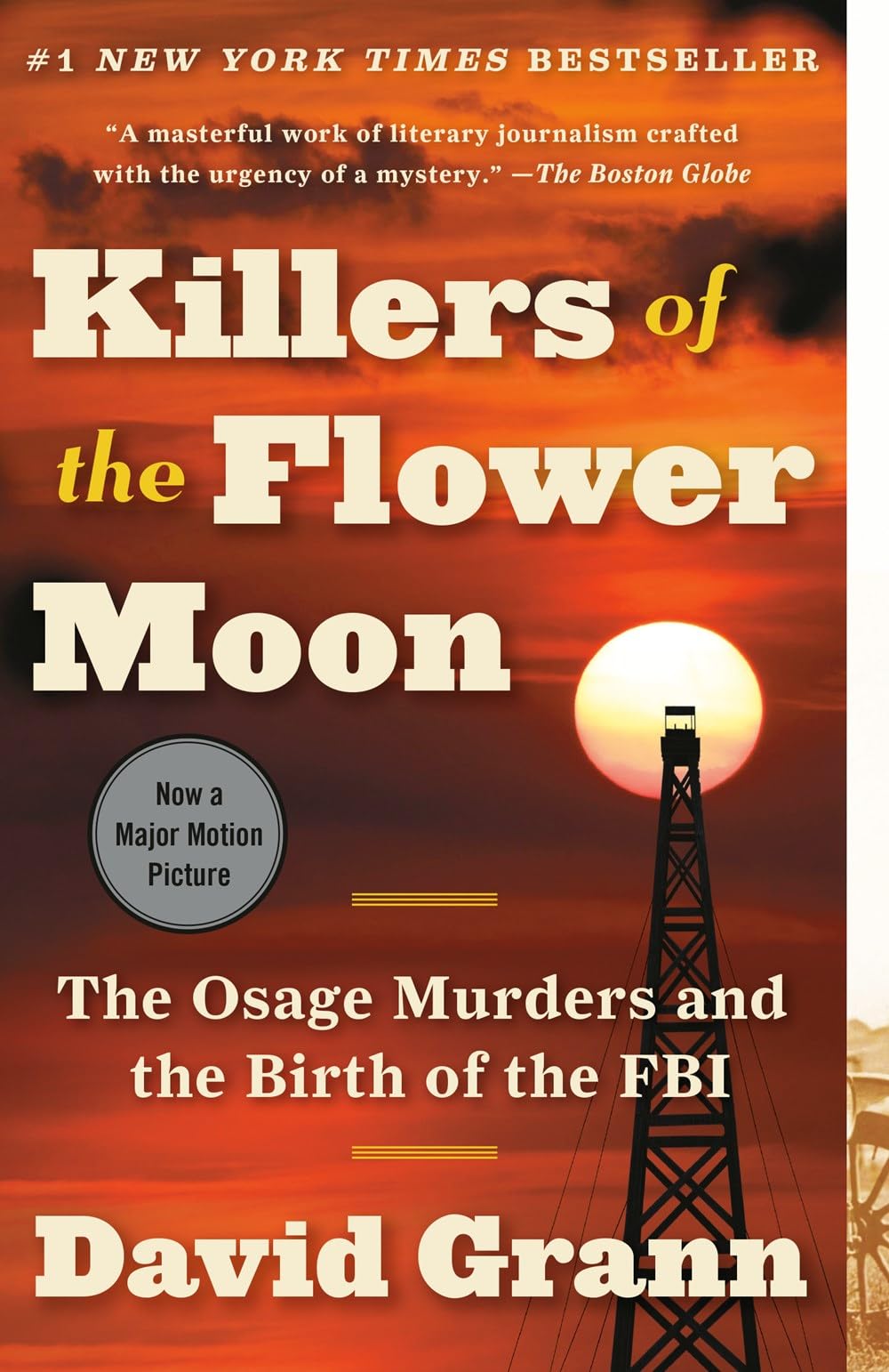 Killers of the Flower Moon by David Grann paperback front cover close-up