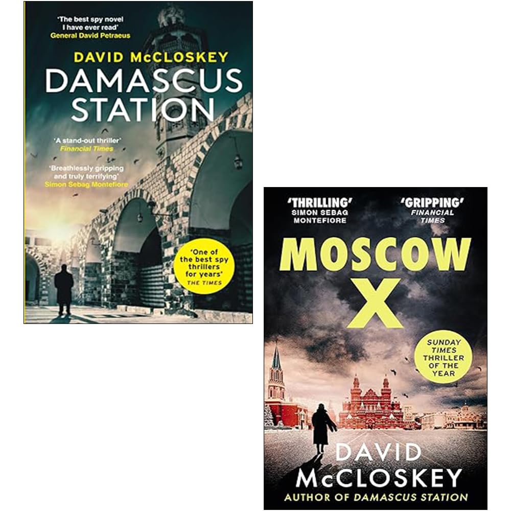 David McCloskey 2 book paperback set front cover featuring Damascus Station and Moscow X
