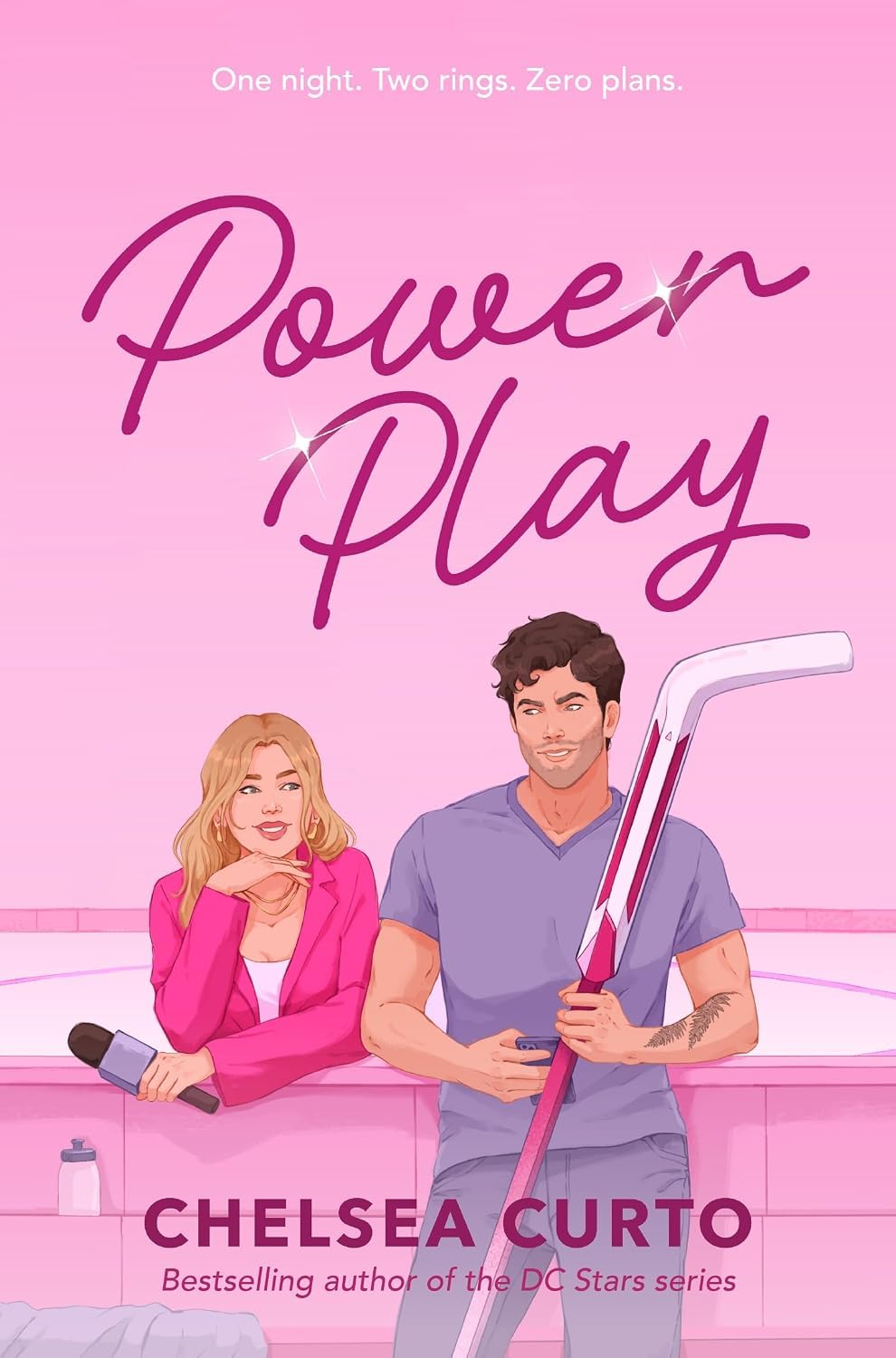 Close-up of Power Play paperback cover by Chelsea Curto, book 2 in the D.C. Stars hockey romance series