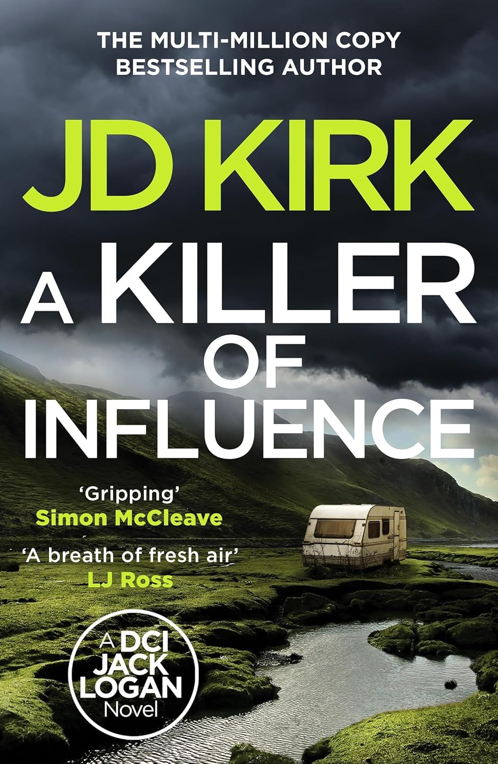 Close-up of individual DCI Logan paperback covers including Where the Pieces Lie and A Killer of Influence by JD Kirk