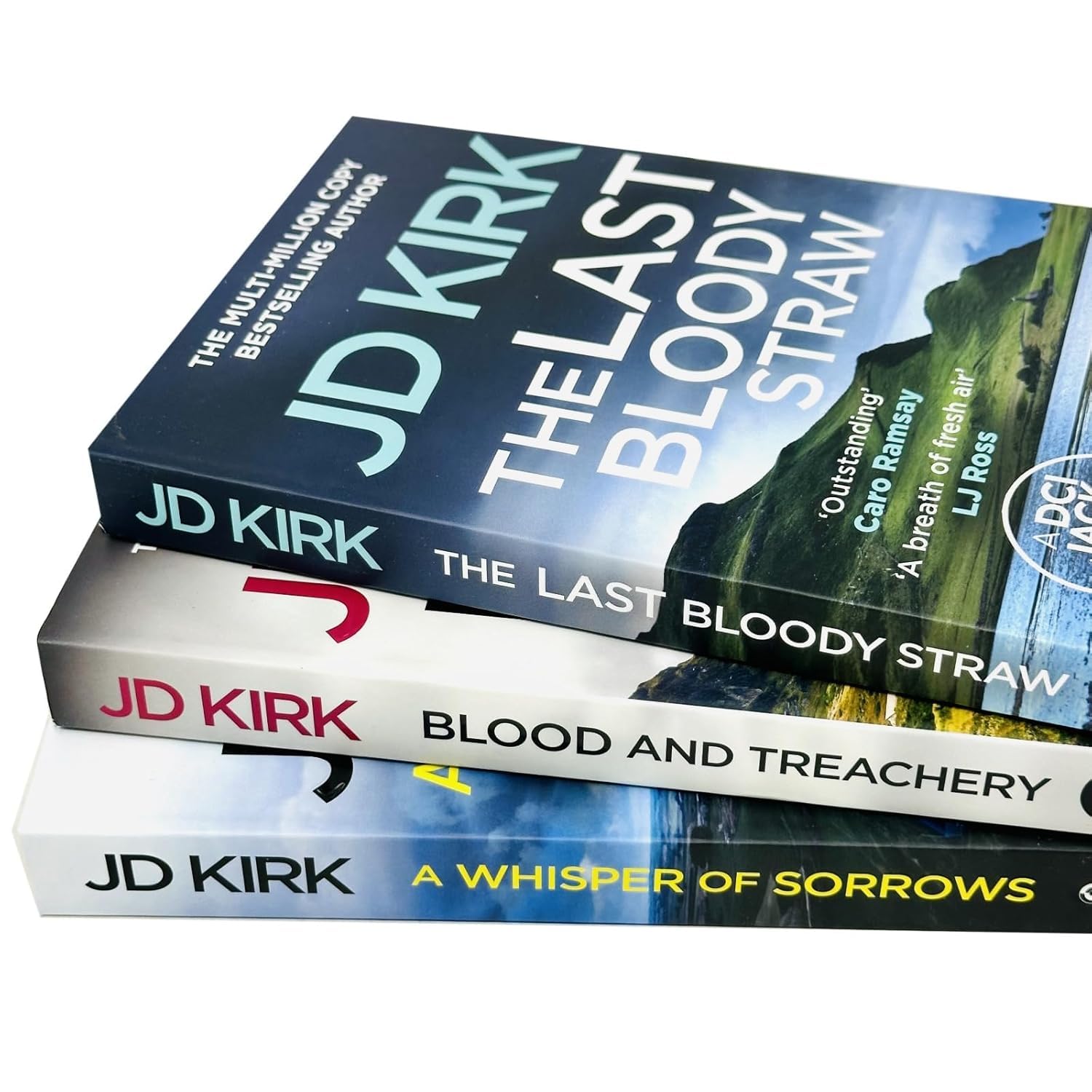 DCI Logan Crime Thrillers 3 book set by JD Kirk - side angle showing paperback spines