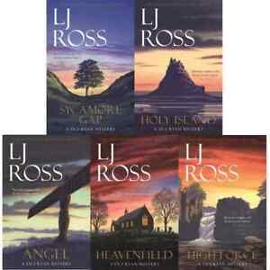 The DCI Ryan Mysteries by LJ Ross 5 Books Collection Set (Vol 11-15) paperback front cover, featuring The Infirmary, The Moor, Penshaw, Borderlands, and Ryan's Christmas