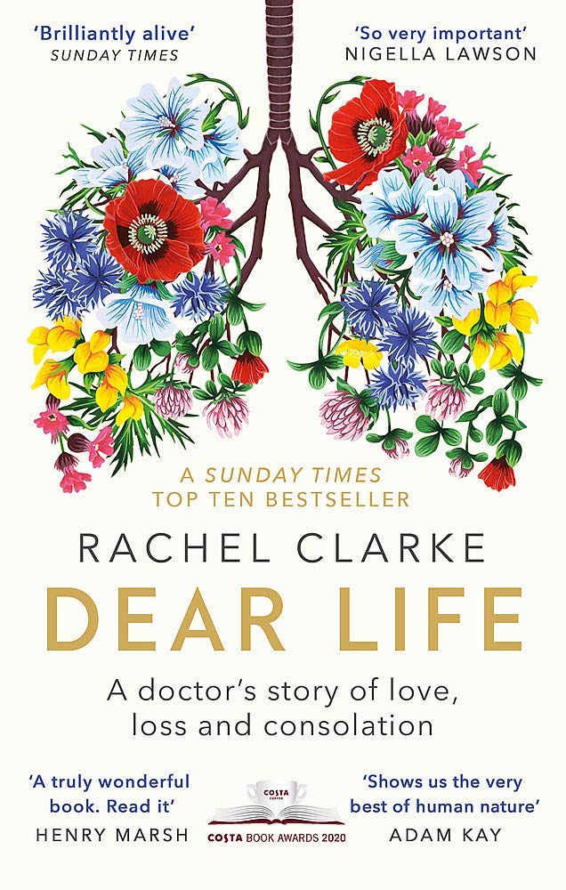 Back cover detail of Rachel Clarke's Dear Life and Breathtaking paperback memoirs showing synopsis text